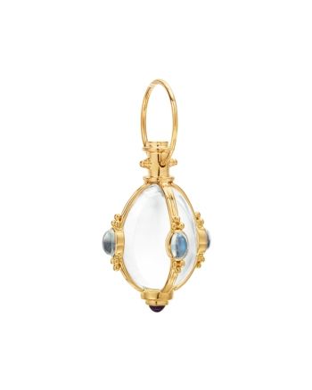 Temple St. Clair 18K Yellow Gold Classic Cabochon Amulet with Oval Rock Crystal, Royal Blue Moonstone and Tanzanite Tanzanite Jewelry, Blue Moonstone, Rock Crystal, Moonstone, Royal Blue, Temple, Jewelry Accessories, Fine Jewelry, Yellow Gold