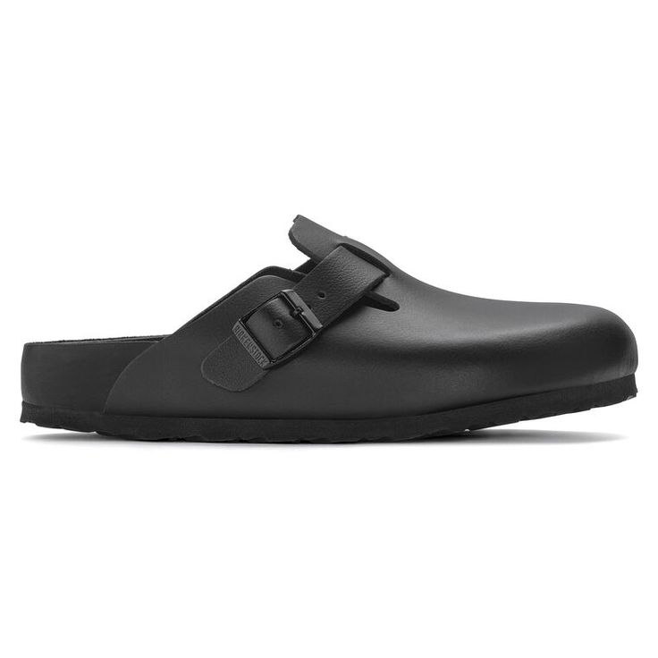 Boston Natural Leather Classic Clogs With Leather Sole And Plain Toe, Classic Clogs With Rubber Sole And Plain Toe, Classic Black Clogs With Cushioned Footbed, Classic Black Clogs For Business, Classic Black Business Clogs, Classic Clogs With Cushioned Footbed And Plain Toe, Classic Clogs With Leather Sole For Work, Black Clogs With Leather Footbed For Work, Classic Clogs With Removable Insole