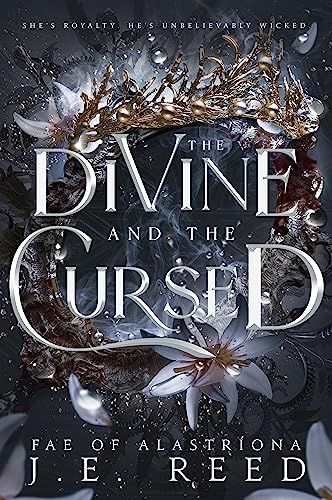 the divine and the cursed by j f fried book cover with white flowers on black background