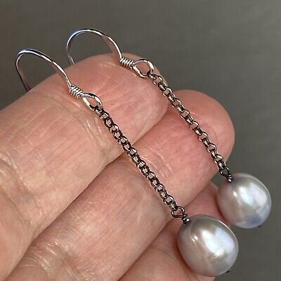 Unsigned Iridesse by Tiffany Sterling Silver Drop-Shape Gray Pearl Earrings | eBay High Luster Briolette Earrings For Formal Occasions, Formal Briolette Earrings With High Luster, Formal High Luster Briolette Earrings, Oval High Luster Pearl Earrings For Formal Events, Formal High Luster Oval Pearl Earrings, Classic High Luster Drop Pearl Earrings, Formal Briolette Pearl Earrings In Fine Jewelry Style, Formal Briolette Pearl Earrings Fine Jewelry, Formal Briolette Pearl Earrings