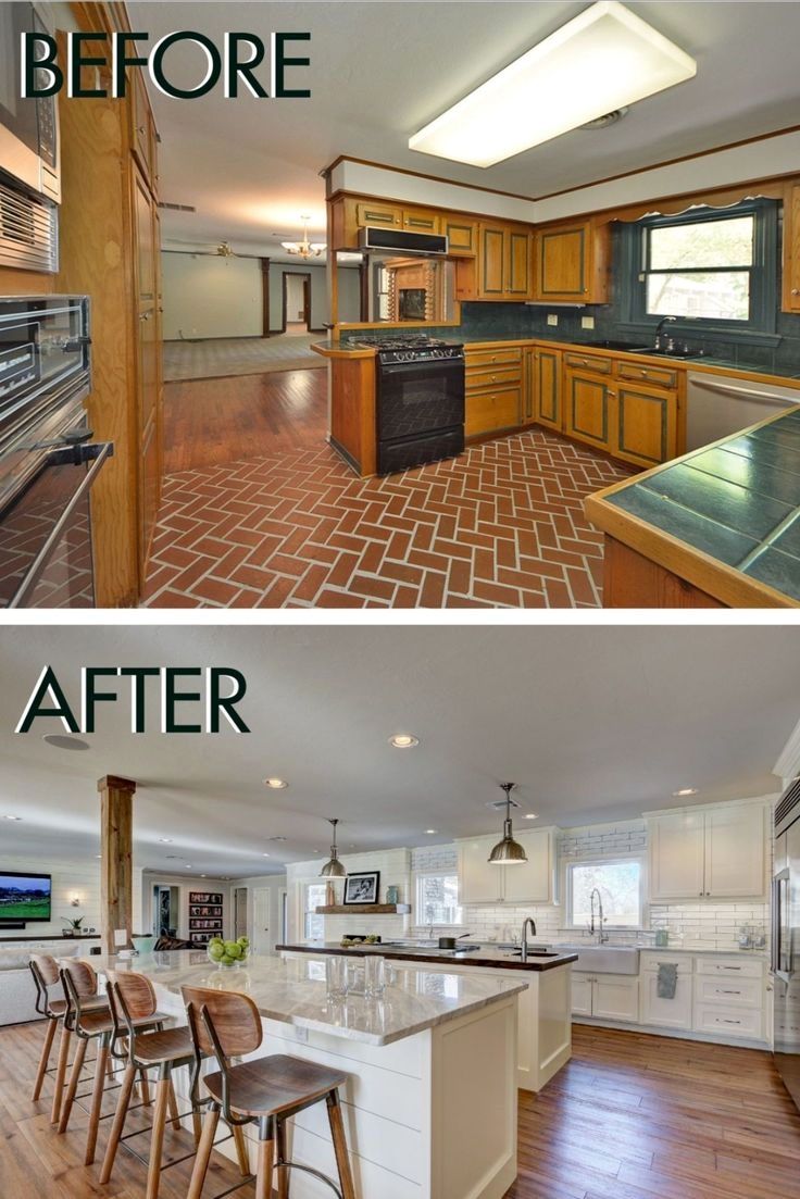 before and after pictures of a kitchen remodel