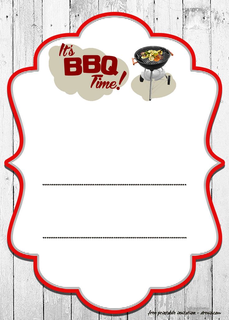 a bbq time party card with the words it's bbq time on it