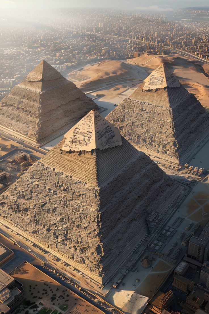 an aerial view of the pyramids in egypt