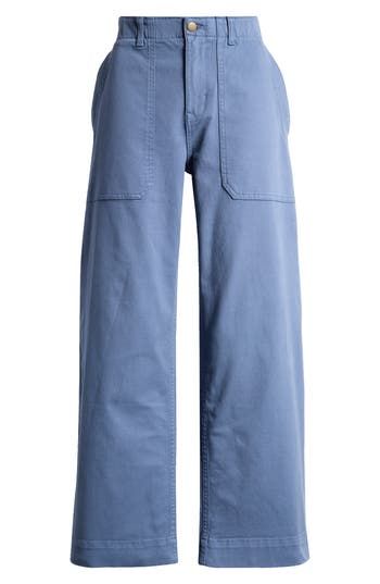 Move stylishly in these casual-cool utility pants crafted from durable twill. Zip fly with button closure Side-seam pockets 82% cotton, 16% viscose, 2% spandex Machine wash, tumble dry Imported Straight Leg Washed Blue Cargo Pants With Pockets, Straight Leg Chino Cotton Twill Bottoms With Pockets, Chino Cotton Twill Bottoms With Pockets And Tapered Leg, Utility Work Pants With Patch Pockets For Spring, Utility Wide-leg Cotton Jeans, Spring Workwear Cargo Jeans, Cotton Bottoms With Cargo Pockets For Workwear, Cotton Wide-leg Jeans With Cargo Pockets, Wide-leg Cotton Jeans With Cargo Pockets