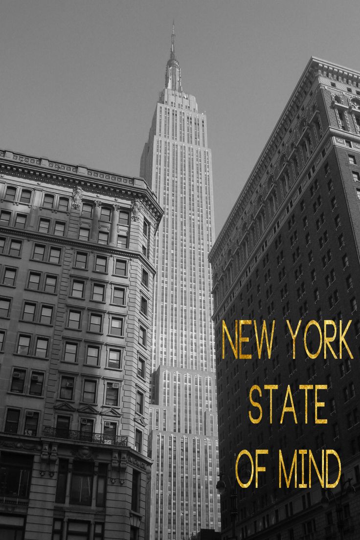 new york state of mind in black and white with the empire building in the background