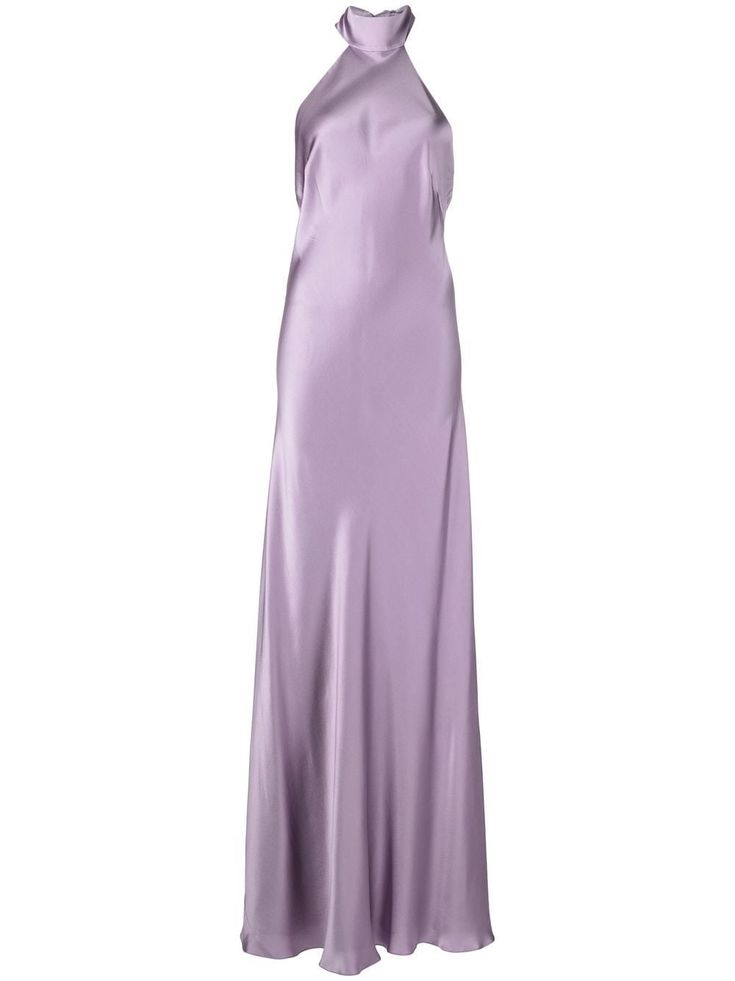 a purple dress on a mannequin headdress with an open neckline