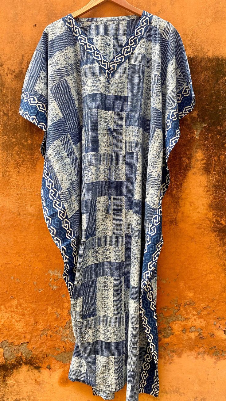 All dresses are custommade- ONLY FOR YOU! . Indian Block Print Handmade Medium weight Cotton Kaftans Robes- all made to measure!!. Namaste, Greetings from India!!Welcome to mommyrobeclothing You will find kaftans for all framed ladies from regular kaftans to nursing ,hospital gowns, baby swaddles, beach cover ups. SUPERCOMFORTABLE AND SOFT COTTON HANDBLOCKED PRINTED INDIGO COLORED COTTON CAFTAN MAXI DRESS. Kaftans are the dresses which can be worn all times, by just changing the circumference it Bohemian Maternity, Hospital Gowns, Maxi Dress Boho, Cotton Caftan, Plus Dress, Hospital Gown, Cotton Kaftan, Caftan Dress, Dress Tunic