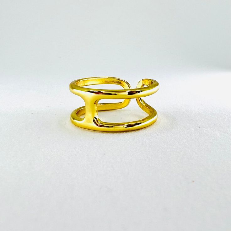 Anchor Gold Ring Adjustable Gold Initial Ring In 14k, Modern Adjustable Dome Ring With Open Band, Elegant Adjustable Wide Band Promise Ring, Adjustable Gold Modern Signet Ring, Elegant Adjustable Gold Dome Ring, Elegant Adjustable Open Band Dome Ring, Modern Adjustable Gold Signet Ring, Modern Adjustable Gold Dome Ring, Adjustable Gold Dome Ring For Formal Occasions