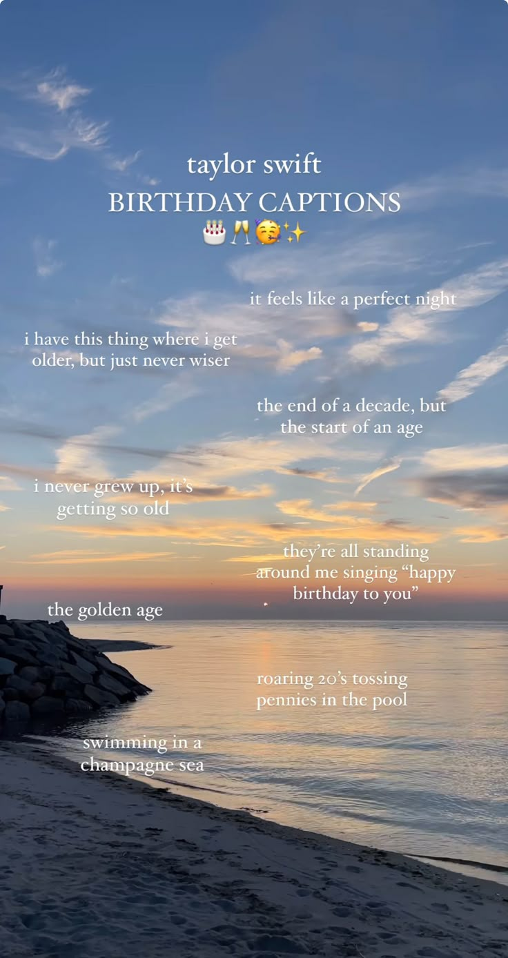 an image of a beach with the words happy swiff birthday captions on it