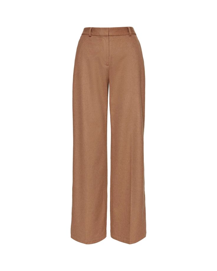 Get to know the casual friend to our best-selling wide leg trouser, with the stylish addition of classic functional details, belt loops, and buttons at back pockets. Crafted from luxe textured Italian wool, this style will instantly elevate your fall/winter wardrobe. Brown Wide Leg Pants With Belt Loops For Work, Brown High-waisted Wide Leg Pants With Belt Loops, Beige Wide Leg Wool Pants, Tailored Brown Wide Leg Pants For Work, Wide Leg Beige Wool Pants, Classic Brown Wide Leg Pants For Business Casual, Beige Wide Leg Pants For Work With Belt Loops, Brown Pressed Crease Office Bottoms, Beige Wool Wide Leg Pants