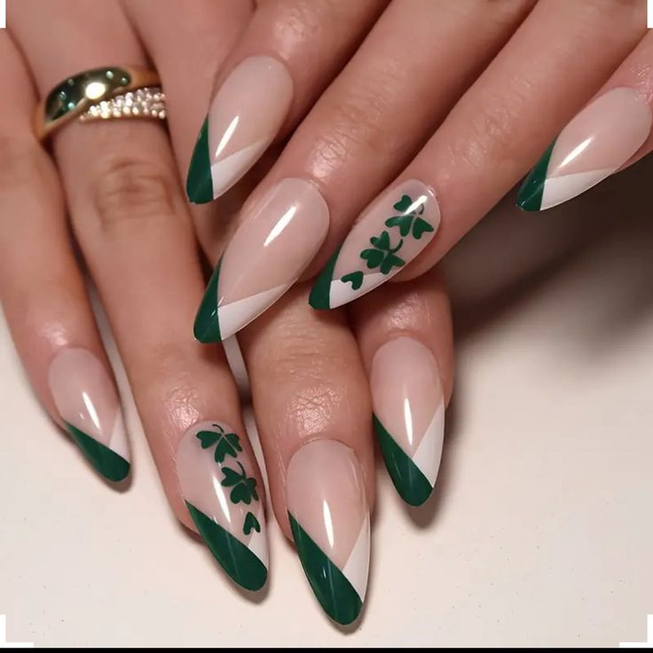 ** Price Too High? Please Make An Offer, As All Reasonable Offers Will Be Accepted!** 24 St. Patrick's Day Green Shamrock Almond Nails - Glossy Finish, And Complete Nail Kit - Celebrate In Style! New In Box! Style Tags: Festive, Almond, Shamrock, Green, Almond, Casual, Fake Nails, Press Ons, Glossy, St. Patrick’s Day St Patricks Nail Designs, Saint Patrick Nail, St Patricks Day Nails, Nails Glossy, Nagellack Trends, Medium Almond, Press On Nails Medium, Green Nail Designs, Nails Medium