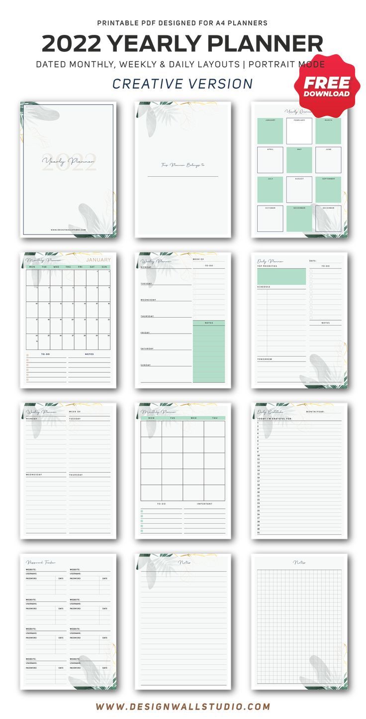 the 2020 year planner is shown in green and white