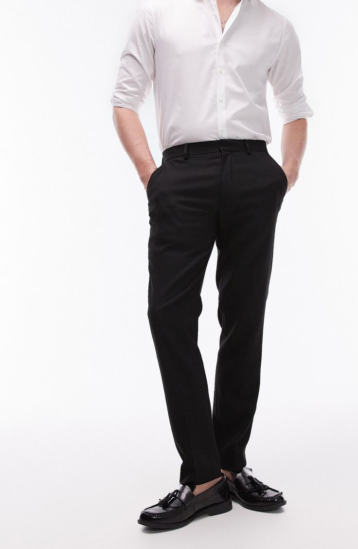 Topman Skinny Fit Textured Dress Pants | Nordstrom Dress Shirt And Pants Men, Stretch Ankle-length Dress Pants For Semi-formal Occasions, Slim Fit Straight Leg Business Casual Pants, Slim Fit Straight Office Pants, Slim Fit Full Length Business Casual Pants, Slim Fit Straight Leg Pants For Business Casual, Slim Fit Straight Pants For Office, Slim Fit Full Length Pants For Business Casual, Gray Dress Pants Outfit Men