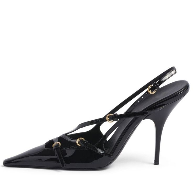 Elevate your style with these stunning black patent leather slingback pumps. Featuring a pointed toe and stiletto heel, they add a touch of sophistication to any outfit. Color: black Heel Type: stiletto heel Heel height: 3.14 inches/ 8 cm Toe：pointed Toe Handcrafted US sizing. Fits true to size. Dreamy Heels, Miumiu Shoes, Vintage Miu Miu, Vintage High Heels, Dots Clothing, Festival Shoes, Polka Dots Outfit, Vintage Heels, Boot Pumps