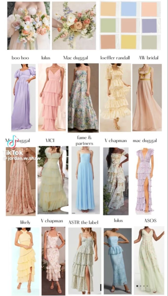 many different types of dresses and their names