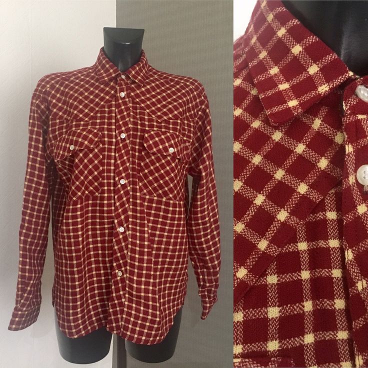 Unisex Red Plaid Cotton Gingham Warm Shirt Long Sleeve Mens Top Red Long Sleeves Shirt Button up Western Chemise Shirt Size S/M ♥ 2 Buttoned Pockest on chest ♥ Warm Shirt ♥ Long Sleeves ♥ 1 Button on Sleeve End Condition: Exelent condition Tag: Badge Materials: No tags (Feels like Cotton) Size: No Tags (Fits on S/M) Measurements: laying flat and tied closed Length: 68cm = 26,7'' Width: 110cm = 43,2'' Sleeve: 55cm = 21,6'' Shoulder to Shoulder: 46cm = 18,1'' Neck: 37cm = 14,6'' **Measurements are Red Long Sleeve Flannel Shirt With Buttons, Collared Plaid Shirt With Snap Buttons, Red Flannel Shirt With Button Closure, Red Flannel Shirt With Buttons, Collared Plaid Shirt With Button Closure, Gingham Shirt With Button Closure For Fall, Red Collared Flannel Shirt With Buttons, Red Shirt With Snap Buttons For Fall, Red Flannel Collared Shirt