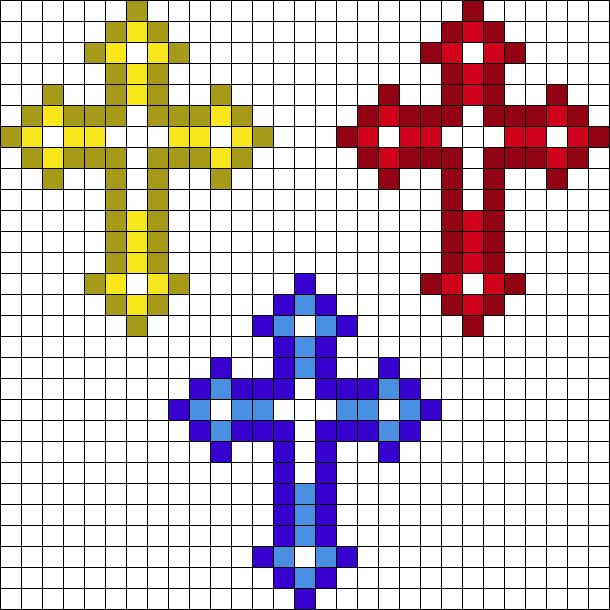 cross stitch pattern in different colors and sizes