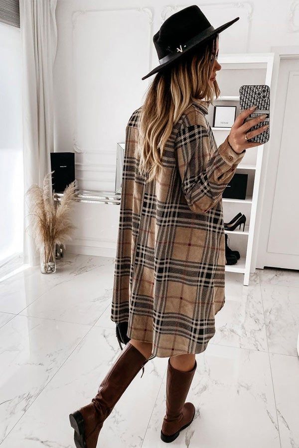 Fashion Loose Lapel Shirt Dress Trendy Long Sleeve Shirt Dress For Fall, Casual Fall Button-up Shirt Dress, Casual Collared Winter Dress, Casual Long Sleeve Shirt Dress For Fall, Fall Trendy Mini-length Shirt Dress, Trendy Fall Mini Shirt Dress, Trendy Mini Shirt Dress For Fall, Trendy Oversized Shirt Dress For Fall, Fall Long Sleeve Shirt Dress For Day Out