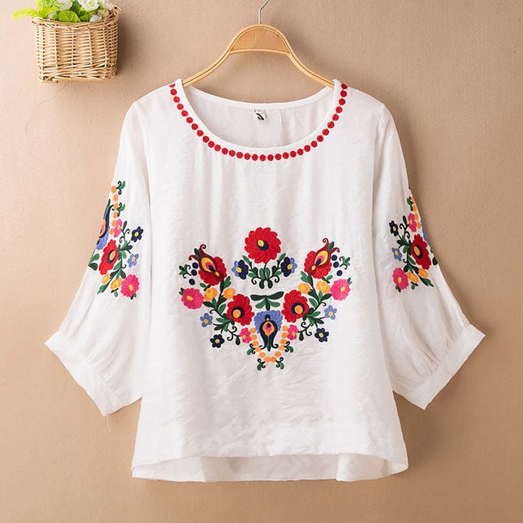 Red Bohemian Shirt For Spring, Long Sleeve Blouse With Motif For Summer, Red Folk Tops With Floral Embroidery, Red Embroidered Shirt For Spring, Red Folk Style Top With Floral Print, Red Floral Embroidered Summer Blouse, Red Floral Embroidered Blouse For Summer, Name Embroidery, Embroidery Floral