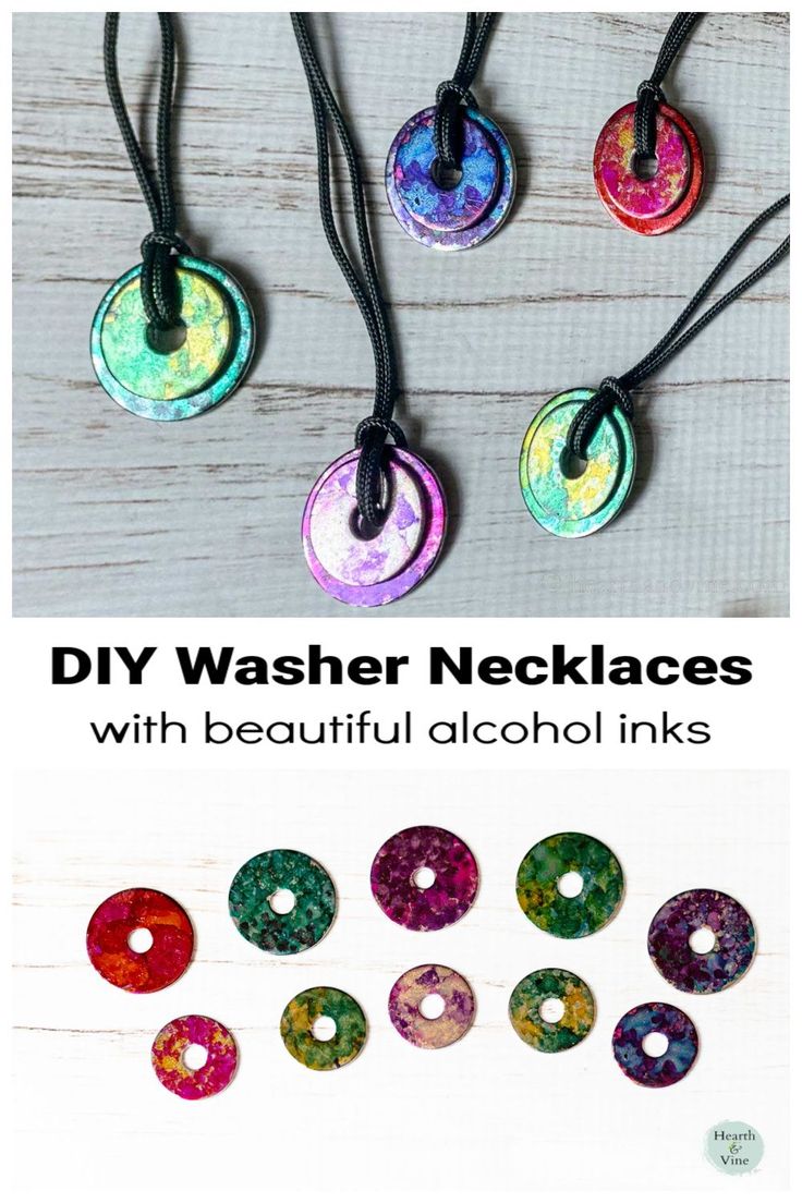 diy washer necklaces with beautiful alcohol inks are so easy to make