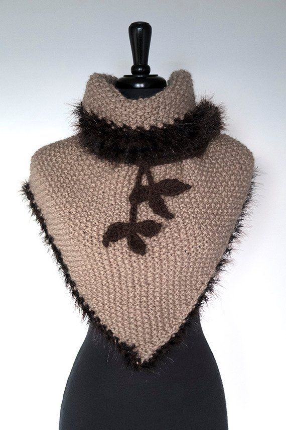 Outlander Inspired Fichu Shawl Beige Light Taupe Wool Acrylic Knitted Wrap Wedding Stole Poncho Cape with Faux Fir Trim and Brown Leaf Ties Winter Knitting Pattern For Shawl, Winter Knitted Shawl Pattern, Winter Knitted Shawl Knitting Pattern, Brown Hand Knitted One Size Knitting Pattern, Hand Knitted Shawl Poncho For Winter, Winter Shawl Knitting Pattern, One Size Hand Knitted Brown Knitting Pattern, Hand Knitted Yarn Shawl For Winter, Crochet Knit Shawl For Winter