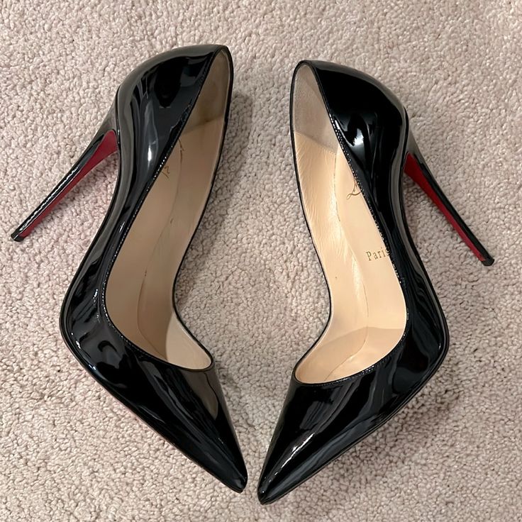 Reposhing This Item I Purchased From @Hotmomsofcville. Love Them But Sadly They Do Not Fit Me. Or Will Trade For Same Size 39. Questions? Leave A Comment Below! Black Patent Leather Heels With Red Sole, Black Patent Leather Court Shoes With Red Sole, Fitted Black Court Shoes With Red Sole, Business Black 4-inch Heels, Black Classic Patent Leather Heels, Luxury Black Heels With Red Sole, Black High Heels With Red Sole, Black Court Shoes With Red Sole For Formal Occasions, Luxury Black Heels With Round Toe