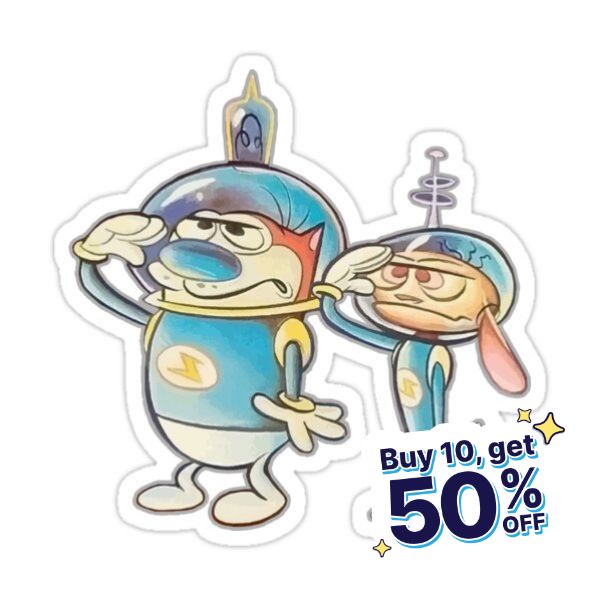 a cartoon character holding a plate with the caption buy 10 get 50 % off