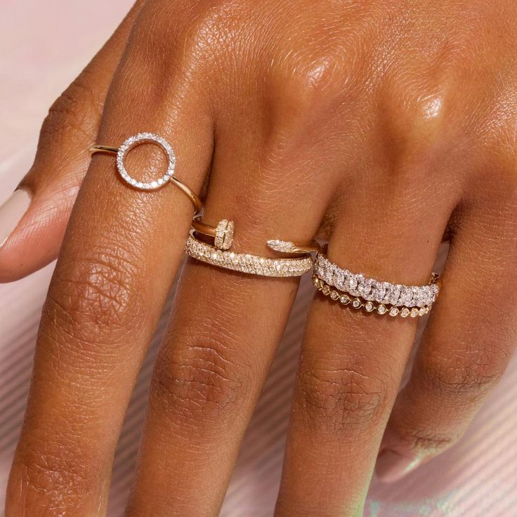 Nailed It Pave Diamond Ring – STONE AND STRAND Iconic Nails, Stacked Rings, Stone And Strand, Pave Diamond Ring, Things Under A Microscope, Expensive Jewelry, Ring Stone, Nailed It, Jewelry Inspo