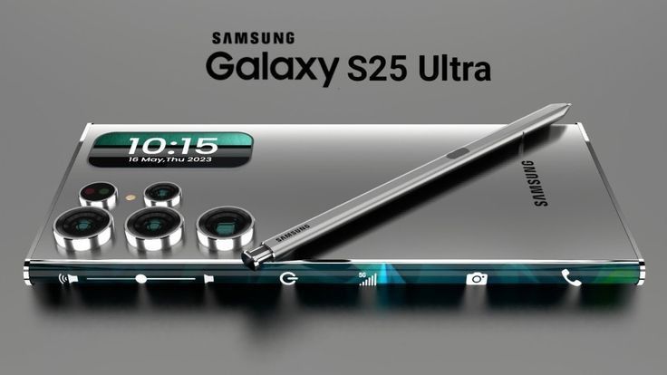 an advertisement for the samsung galaxy s25 ultra phone with its camera and lens set up