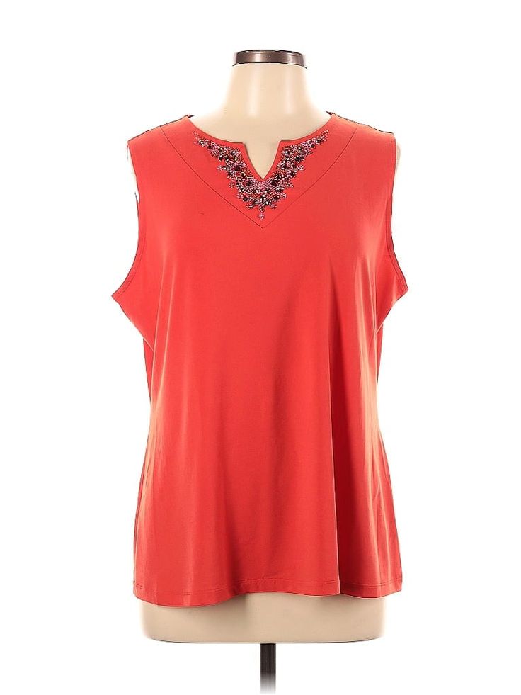 Susan Graver Sleeveless Blouse Size: Large Tops - used. 95% POLYESTER, 5% SPANDEX | Susan Graver Sleeveless Blouse: Red Tops - Size Large Red Stretch Sleeveless Blouse, Red Sleeveless Blouse, Red Tops, Susan Graver, Red Top, Sleeveless Blouse, Sleeveless Top, Women Handbags, Womens Tops