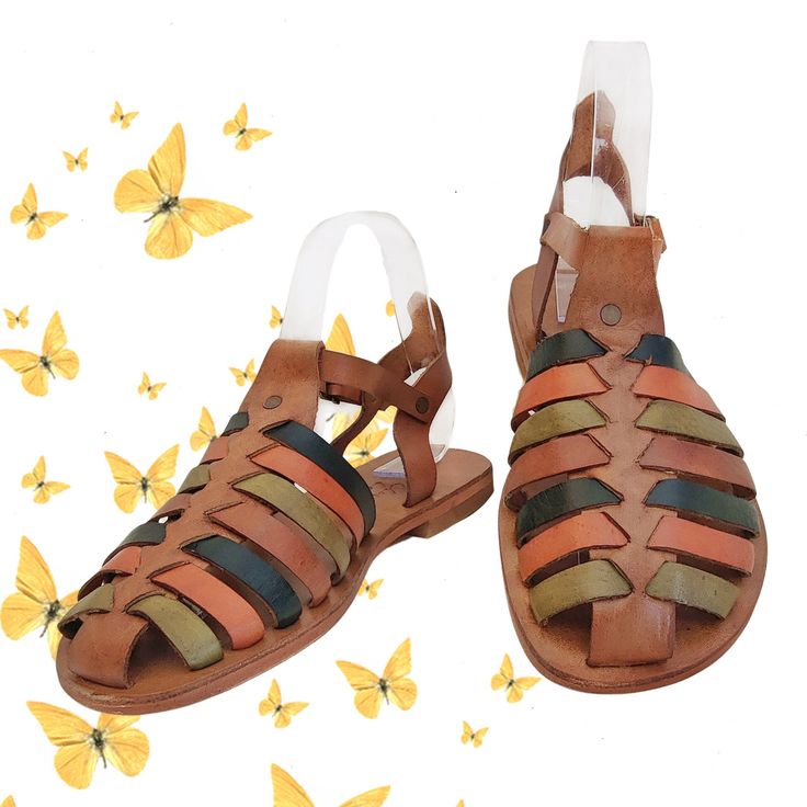 "Handcrafted Strappy Vegetal Leather Sandals for Women with Colorful Straps-Life Style Summer Shoes-Gift Fashion Footwear-Sandal. Sandals has a strap goes around your ankle with a brass buckle to adjust.. These Leather Sandals are made with Turkish vegetal leather, Luxury Footwear. Look no more for that perfect pair of genuine leather sandals for vacation wear and everyday use. Made from 100% Turkish Leather, these gorgeous summer Sandals are made completely by hand. Comfortable form fitting sol Comfortable Flip Flops, Luxury Footwear, Flip Flops Style, Genuine Leather Sandals, Vacation Wear, Fashion Footwear, Shoe Gifts, Brass Buckle, Summer Sandals