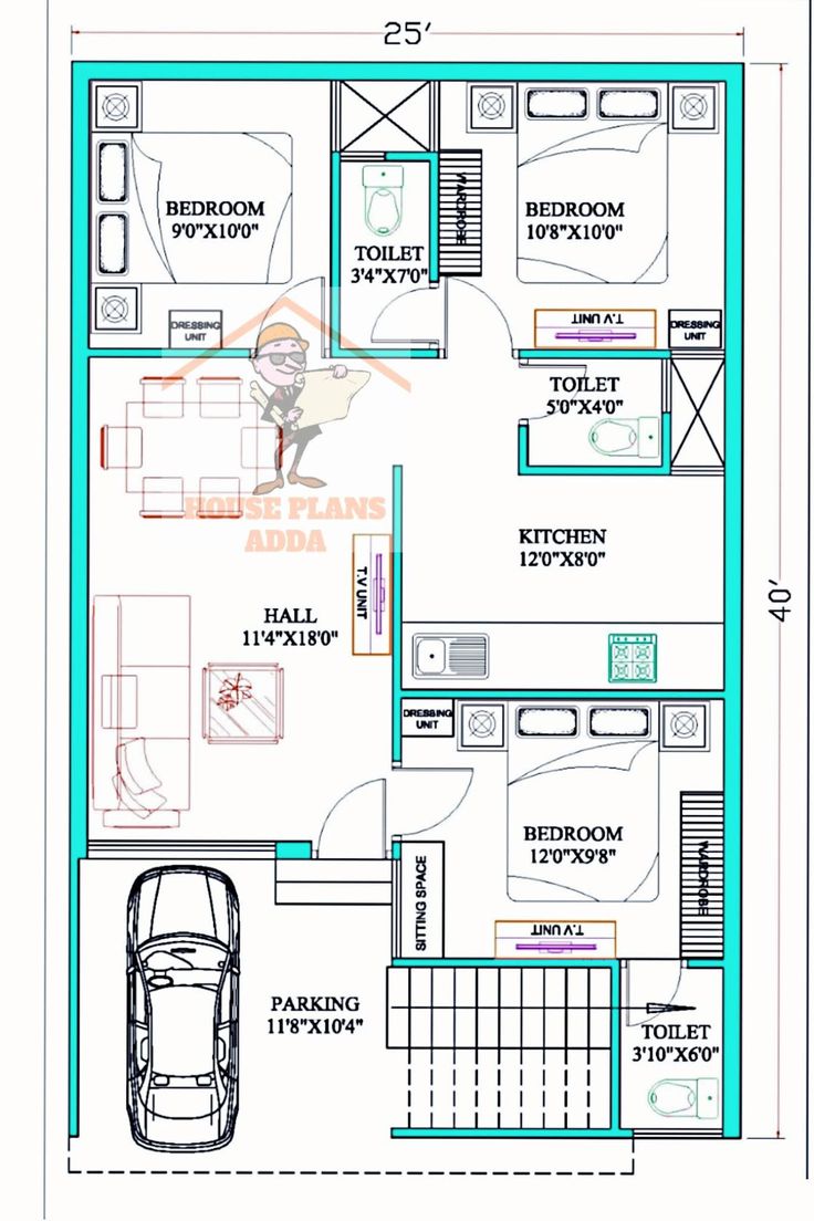 the floor plan for a small house with two bedroom and an attached garage area, which is