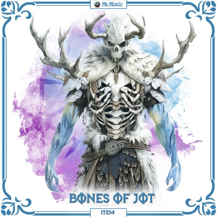 DnD 5e Item Bones of Jot by Me.Mimic Dnd Bone Monster, Homebrew Armor 5e, Dnd Wrestler, Necromancer Armor, Dnd Gods, Dnd Armor, Collaboration Post, 5e Items, Barbarian Armor