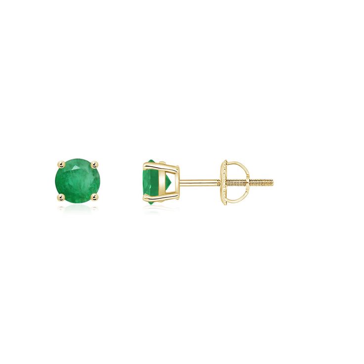 Simple and elegant, these classic emerald stud earrings are set in 18k yellow gold. The round emeralds exhibit the lush green allure of a rainforest. They are held in a basket-style prong setting for enhanced beauty. Emerald Stud Earrings, Emerald Earrings Studs, Emerald Earrings, Lush Green, Round Earrings, Prong Setting, Lush, Platinum, Emerald