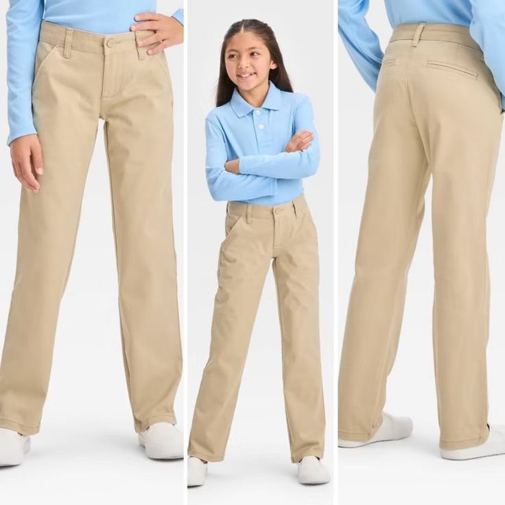 Cat & Jack Girls Flat Front Straight Uniform Pant Color Sourdough Beige Retail $18 Size 12 Nwot Size 16 Nwt The Flat-Front Stretch Uniform Bootcut Fit Pants From Cat & Jack Are Just The Thing Your Young Learner Needs To Complete Her Everyday School Outfit. In A Versatile Hue That Mixes Easily With The Rest Of Her Uniform Pieces, These Girls' Mid-Rise Pants Are Cut From A Soft And Stretchy Fabric For All-Day Breathable Wear That Moves With Her No Matter Where The Day Takes Her. Brand New With & W Everyday School Outfits, Girls Flats, Uniform Pants, Cat & Jack, School Outfit, The Thing, These Girls, Stretchy Fabric, Kids Bottoms