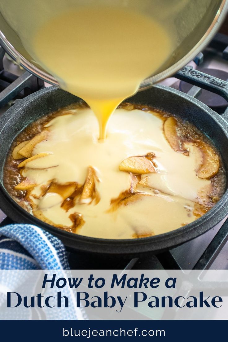 how to make a dutch baby pancake with cheese sauce in a cast iron skillet