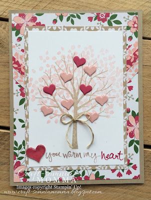 a card with hearts on it and a tree made out of paper that says, you warm my heart