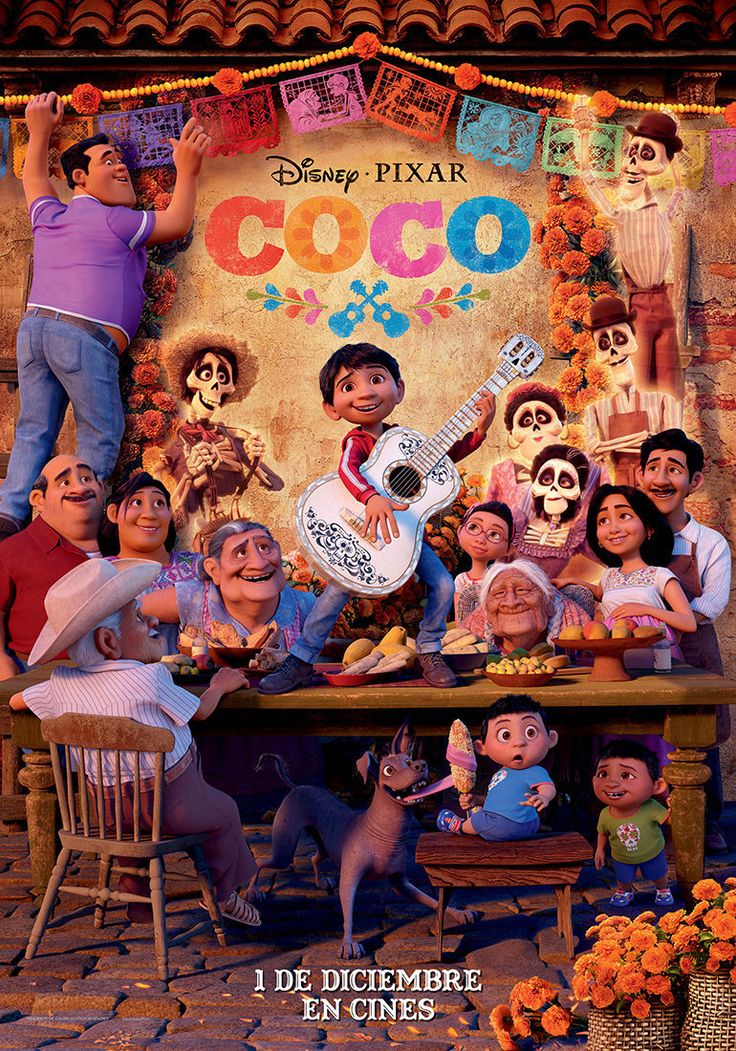 the mexican movie coco is shown with many characters