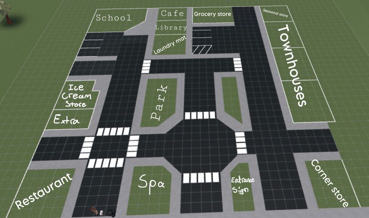 Neighbor Hood Layout Bloxburg, Boo Burg City Layout, No Gamepass Town Layout Bloxburg, Town Lay Out Bloxburg, Town Floor Plan Bloxburg, Town Outline Bloxburg, Bloxburg Town Themes, Plot Ideas Bloxburg, Town In Bloxburg Layout