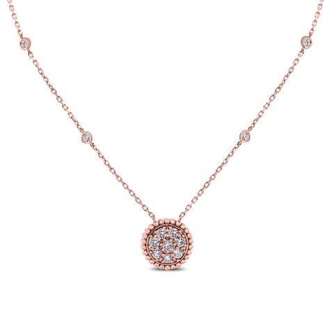 Fun & Chic this necklace is full of life and character. It is great for... Rose Gold Round Brilliant Cut Diamond Necklace, Dazzling Rose Gold Diamond Necklace With 17 Jewels, Rose Gold Round Pendant Diamond Necklace, Rose Gold Diamond Necklace With Single Cut Diamonds, Round Rose Gold Necklace With Rose Cut Diamonds, Rose Gold Diamond Necklace With Rose Cut Diamonds, Round Rose Gold Diamond Necklace, Rose Gold Diamond Necklace With Rose Cut, Dazzling Pave Setting Necklaces