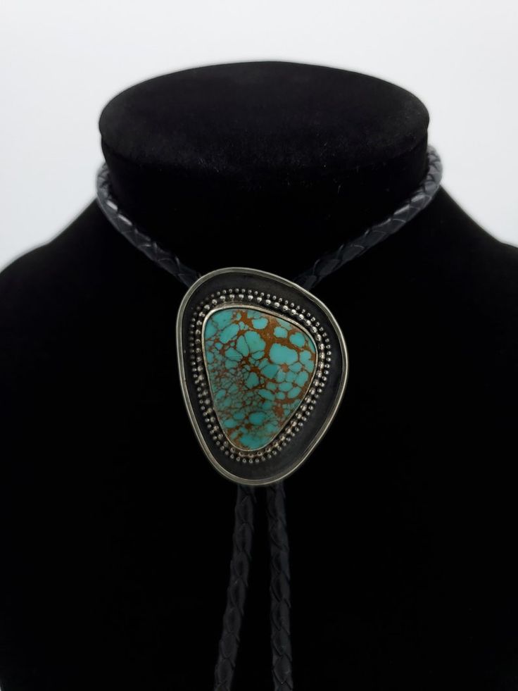 Number 8 Mine Turquoise Bolo Tie B018 - Etsy Thailand Adjustable Engraved Turquoise Ring, Artisan Turquoise Jewelry For Formal Occasions, Elegant Turquoise Concho Jewelry, Turquoise Concho Ring For Gift, Turquoise Concho Ring As Gift, Turquoise Concho Ring As A Gift, Collectible Turquoise Jewelry With Patina, Blue Turquoise Concho Necklace As A Gift, Western Style Engraved Blue Jewelry