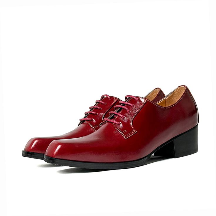 Introducing the ChicLux Square Toe Lace-Up Dress Shoes, a testament to luxury and style. Crafted with the finest quality genuine leather, these shoes offer durability and a sleek appearance. Elevate your footwear collection and make a statement with these timeless classics. Formal Lace-up Dress Shoes With Red Sole, Elegant Lace-up Shoes With Red Sole, Patent Leather Lace-up Shoes For Office, Plain Toe Dress Shoes With Red Sole For Work, Business Heels With Rubber Sole And Pointed Toe, Office Dress Shoes With Red Sole And Plain Toe, Office Dress Shoes With Red Sole, Workwear Dress Shoes With Red Sole, Classic Business Heels With Rubber Heel Cap