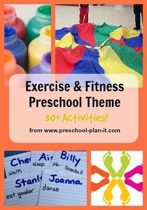 an exercise and fitness preschool theme is featured in this postcard for the school year