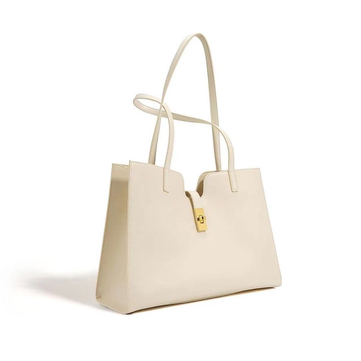 Sleek Leather Work Tote with a Touch of Elegance for Ladies Woyaza Elegant Office Bucket Bag With Large Capacity, Elegant Large Capacity Bucket Bag For Daily Use, Chic Large Capacity Shoulder Bag For Everyday, Cream Square Shoulder Bag For Office, Chic Cream Shoulder Box Bag, Minimalist Satchel Shoulder Bag For Shopping, Classic Soft Leather Shoulder Bag For Shopping, Classic Shoulder Bag With Gold-tone Hardware For Shopping, Chic Large Capacity Hobo Bag For Daily Use