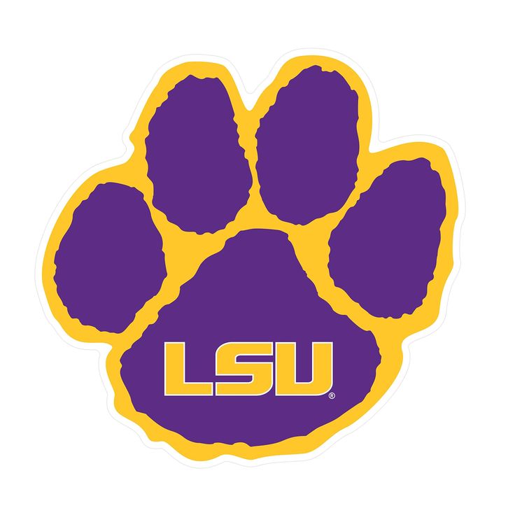 the lsu logo is shown in purple and yellow