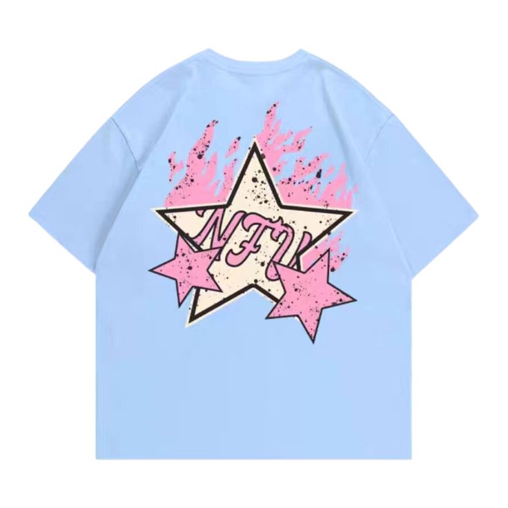 Add a pop of style to your wardrobe with this High Street Pink Star Flame T-Shirt. The t-shirt features a fun, vibrant design with a colorful flame pattern and a stylish star embellishment. Crafted from durable cotton for long-lasting comfort. Features: -100% Cotton -Crew Neckline -Dropped Shoulder -Flame -Star Graphic -Regular fit -High Street style Hip Hop Style Graffiti Print Tops For Spring, Hip Hop Tops With Graffiti Print For Spring, Pop Culture Short Sleeve Tops For Streetwear, Trendy Graphic Print T-shirt With Crew Neck, Trendy Graphic Print Crew Neck T-shirt, Trendy Crew Neck T-shirt With Graphic Print, Punk Style Cotton Tops With Graphic Print, Trendy Graphic Print T-shirt For Streetwear, Pop Culture Screen Print Tops For Summer