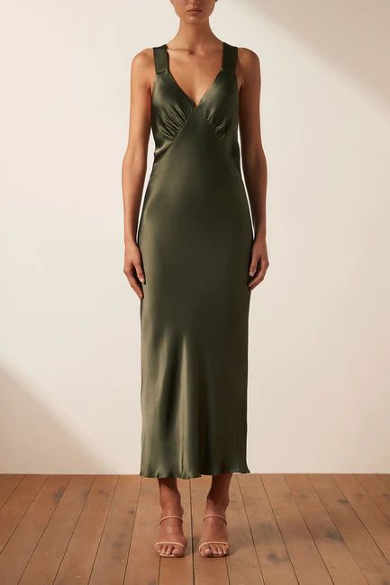 LA LUNE PLUNGED MIDI DRESS - FOREST hover Forest Dresses, Forest Dress, Plunge Midi Dress, Shona Joy, Halter Midi Dress, Maxi Dress Online, Midi Length Skirts, Green Midi Dress, Midi Maxi Dress