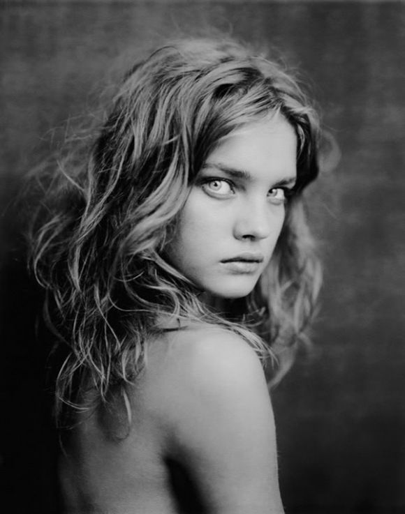 black and white photograph of a woman with long hair