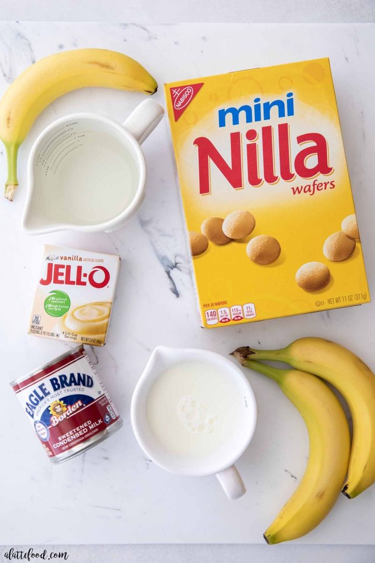 ingredients to make an oatmeal smoothie laid out on a counter