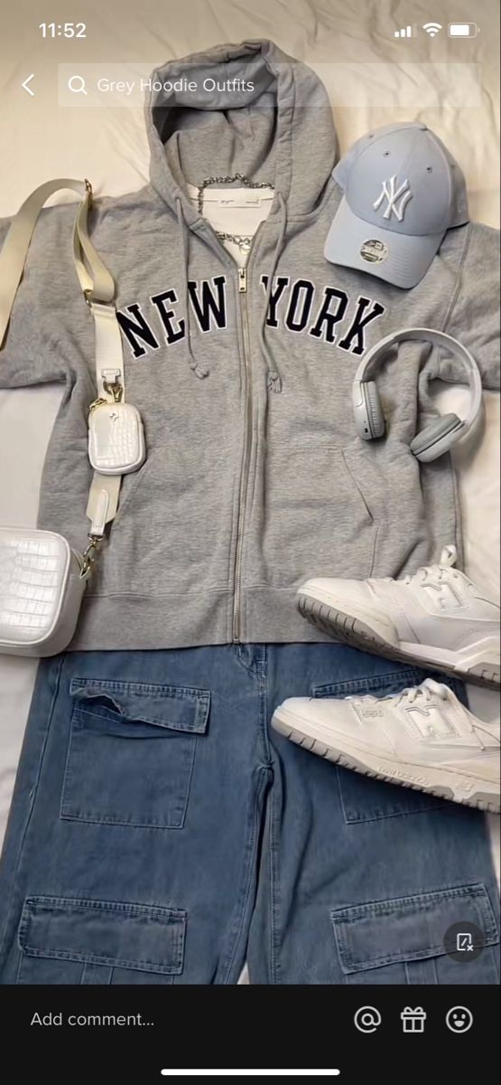 Grey Zip Up Hoodie Outfit, Gray Hoodie Outfit, Zip Up Hoodie Outfit, Outfit Emo, Grey Zip Up Hoodie, Outfit Grey, Hoodie Outfits, Outfits New York, Converse Outfits